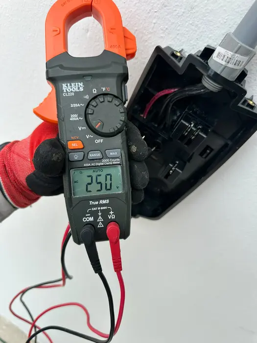 EV charger installation — Voltage test